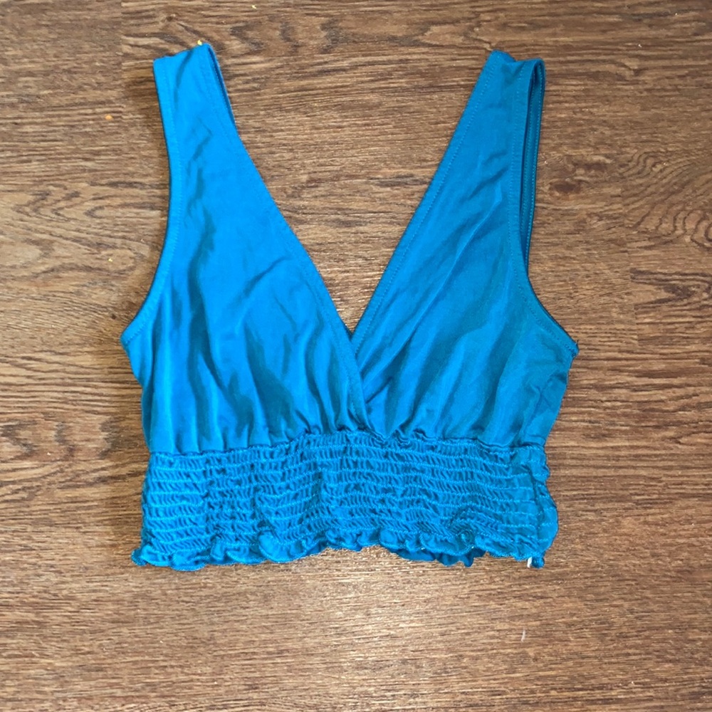 Urban Outfitters Crossover Crop Top with Scrunch Waistband